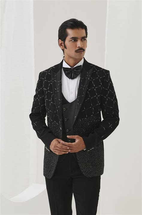 Buy Black Hand Embroidered Tuxedo Wedding Suit for Men - Top Tuxedo ...