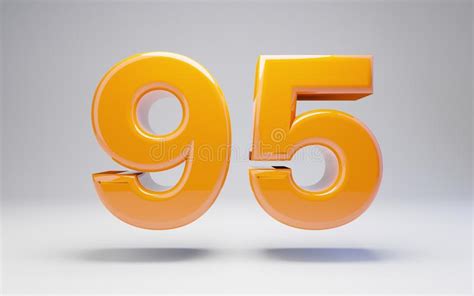 Number 95. 3D Orange Glossy Number Isolated On White Background Stock ...