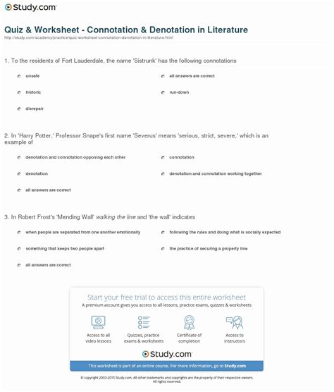 50 Denotation and Connotation Worksheet – Chessmuseum Template Library