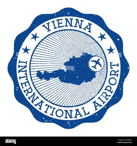 Vienna International Airport stamp. Airport of Vienna round logo with location on Austria map ...