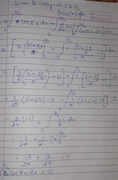 [Expert Answer] integrate mod(xcos pix) limit 0 to 3/2 - Brainly.in