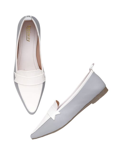 Buy Pointed toe formal white gray Ballet flats for women online India ...