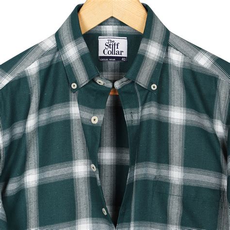 Forest Green Plaid Check Button Down Regular fit Shirt – Thestiffcollar.com