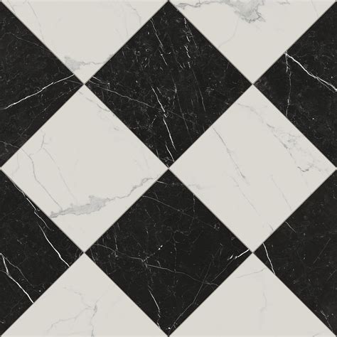 Leona 24x24 Checkerboard Matte Porcelain Tile in Calacatta and Nero ...