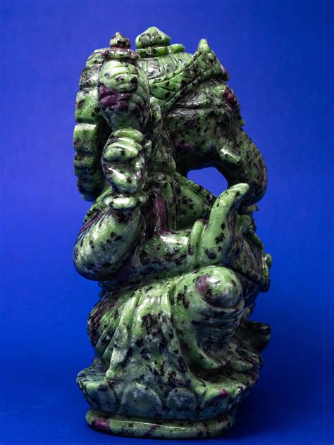 Lord Ganesha Idol Handcrafted in Ruby Zoisite by Prithvi Kumavat