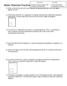 Water Potential Practice Problems 的图像结果