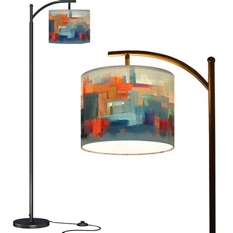 Arc Floor Lamps Colorful modern artwork abstract paint strokes sky blue ...