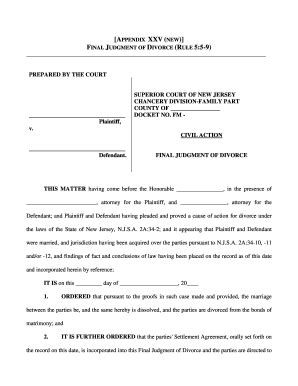 2006-2026 Form NJ Final Judgment of Divorce - Blank Fillable Template ...