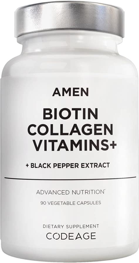 Amazon.com: Amen Biotin Collagen Vitamins+ 10,000 mcg Biotin Supplement - Hydrolyzed Collagen ...