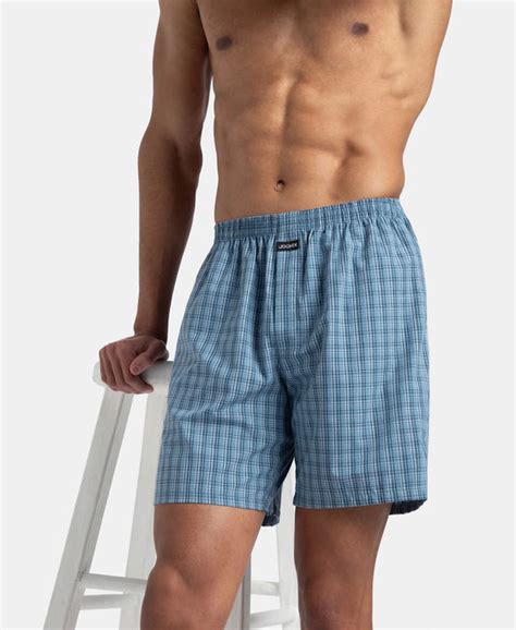 Buy Super Combed Mercerized Cotton Woven Checkered Boxer Shorts with ...
