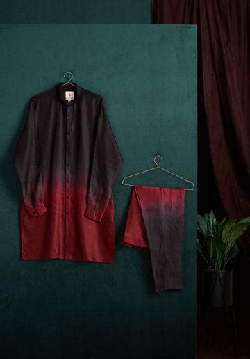 BURGUNDY OMBRE KURTA PAJAMA SET