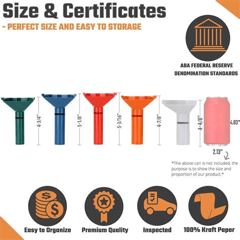 Buy Coin Counters & Coin Sorters Tubes Bundle of 5 Color-Coded Coin ...