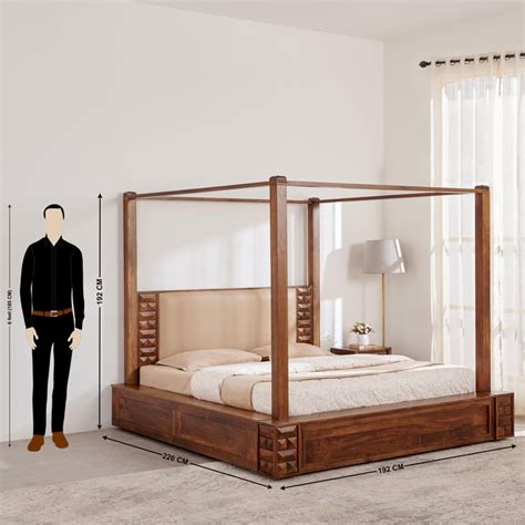 Buy Adana Swaram Mango Wood Queen Poster Bed - Brown from Home Centre ...