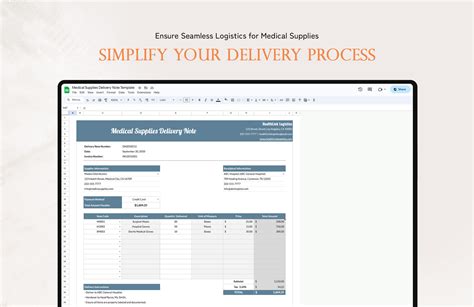 Medical Supplies Delivery Note Template in Excel, Google Sheets ...