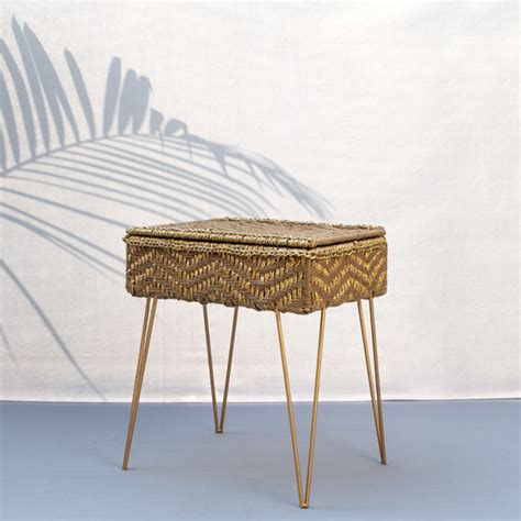 Glazed Jute and Gold Box Stand in Handwoven Style | Sirohi – Sirohi.org