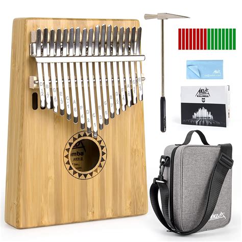 Aklot Bamboo Kalimba 17 Key Finger Piano Marib Mahogany with Padded Gig ...