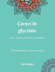 Carnet de glycemie. Suivi journalier sur 53 semaines. 32 mandalas a ...