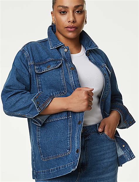 Buy Pure Cotton Denim Relaxed Utility Jacket at Marks & Spencer