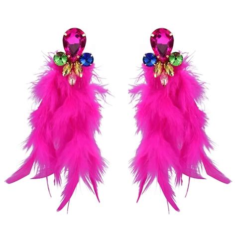 KOLOROWE kolczyki złote długie wiszące z cyrkoniami PIÓRAMI tęczowe ...