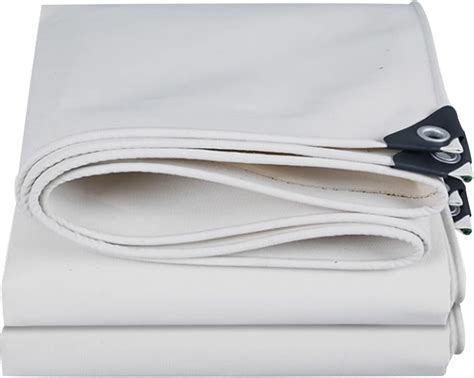 White Waterproof Tarpaulin Canvas Tarp with Rustproof Grommets 1x2m ...