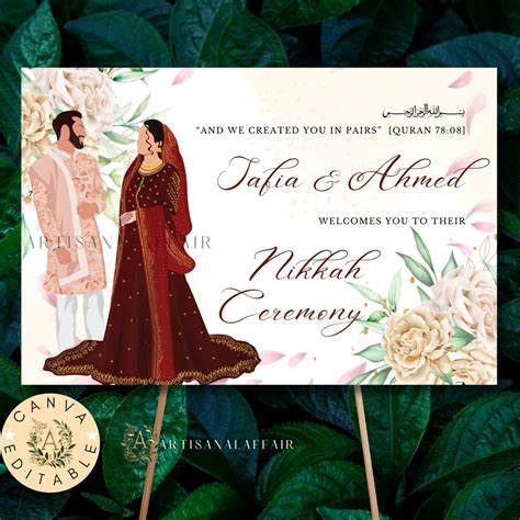 Buy Muslim Wedding Welcome Sign Neutral Floral Islamic Wedding Welcome ...