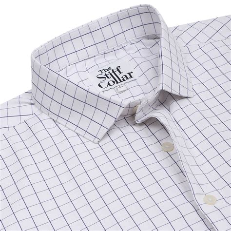 White Herringbone Windowpane Check Regular Fit Cotton Shirt ...
