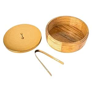 Buy karigar creations Wooden Chapati Box With Metal Lid and Tong for ...