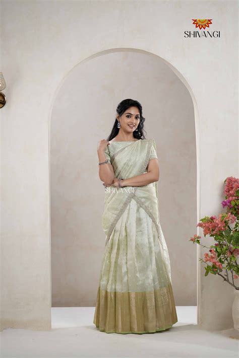 Green Traditional Purple Mango Alpha Half Saree | Lehenga For Girls