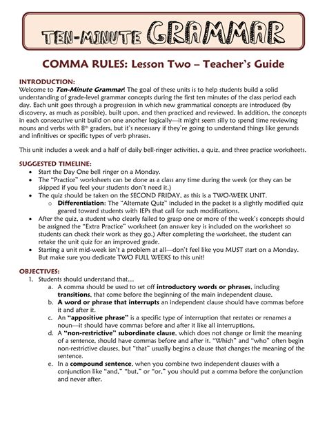 Image result for Basic Comma Rules Worksheet