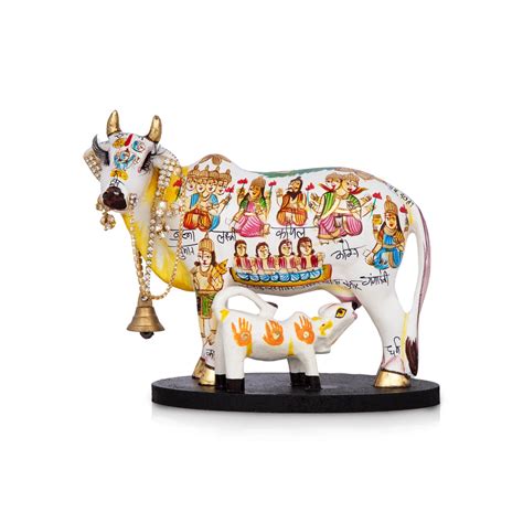 Giri - Cow and Calf Idol | Komatha Statue | Marble Cow and Calf