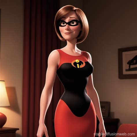 helen parr from disney s the incredibles wearing a revealing dress reading a newspaper Prompts ...