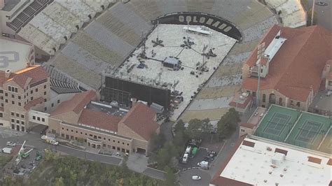 Crews set up for John Summit at CU's Folsom Field | 9news.com