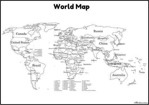 Free Printable World Map 的图像结果