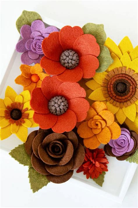 Autumn Felt Fabric Flowers, Faux Textile Flowers for Craft Projects in ...