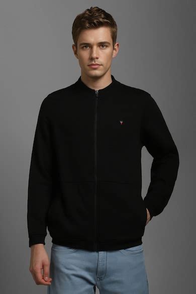 Buy Men Casual Black Solid Sweatshirt Online - 39828607 | Louis Philippe