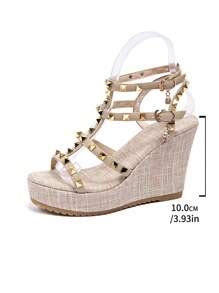 Women's New Platform Sandals, Summer Fashion Rivet Decor Thick Sole ...