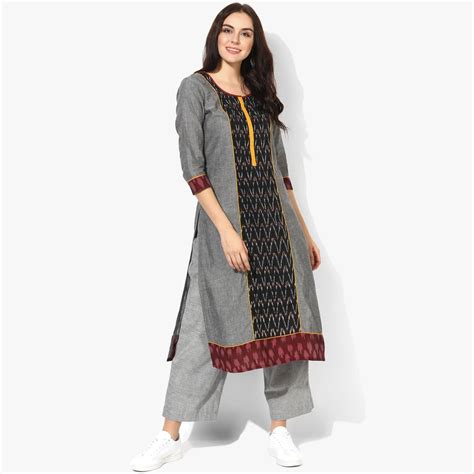 Get Chevron Pattern Centre Panel Ikat Kurta at ₹ 1359 | LBB Shop