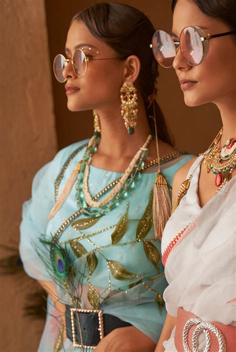 Baby Blue Digital Floral Print Organza Saree – MOR ETHNICS