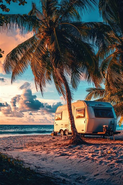 Camping car van for recreation on the ocean | Premium AI-generated image