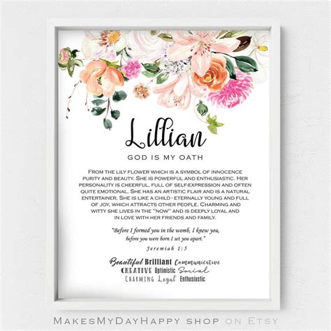 Lillian Name Meaning,watercolor Pink and Orange Flowers,nursery Floral ...