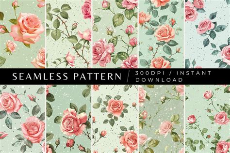 Glittering Roses Seamless Patterns Graphic by Inknfolly · Creative Fabrica