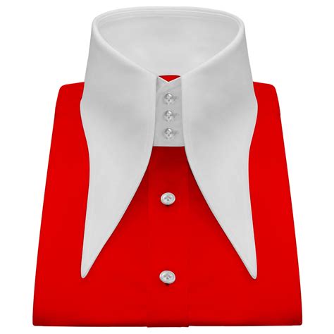 Red High Extreme Longpoint Collar Shirt- John Clothier London