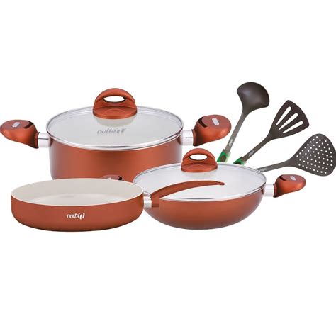 Buy Nolta Ceramic Aluminium Nonstick Cookware Set 8-Pieces Online at ...