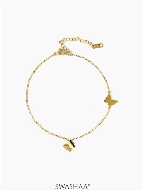 Buy Pierid Butterfly 18K Gold Plated Women's Anklet - Women's Anklets ...
