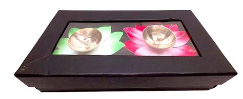 Buy Ornate International Set of 2 Colourful Brass Diya Lotus Decorative ...