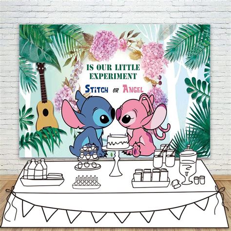 Buy Stitch and Angel Gender Reveal Decorations for Baby Shower Backdrop ...