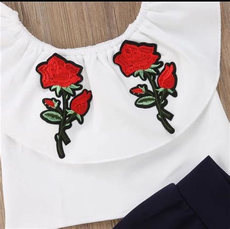 Alfa Store. Floral Applique top n bottom for kids