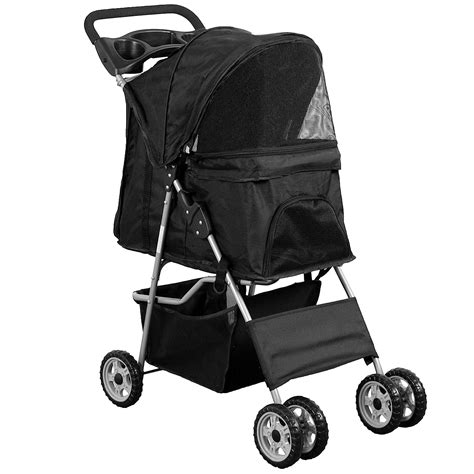 RYHUI Black 4 Wheel Pet Stroller for Cat, Dog and More, India | Ubuy
