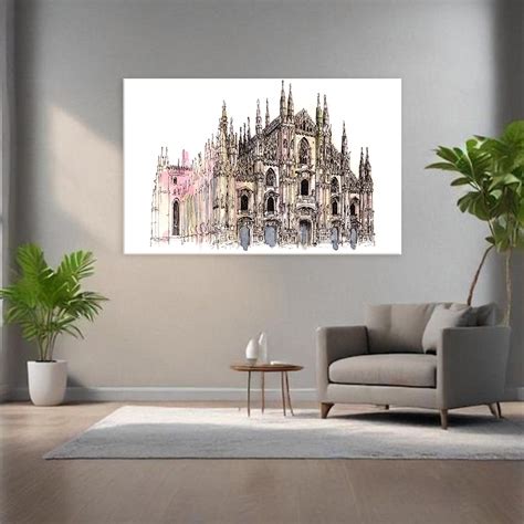 Milan Cathedral Sketch Wall Painting for Living Room, Bedroom, Office ...