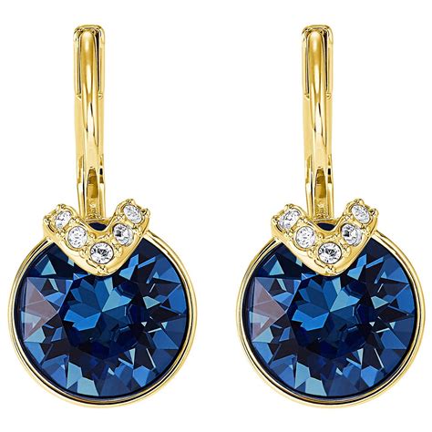 Swarovski - Swarovski Bella V Pierced Earrings - Blue - Gold-tone ...